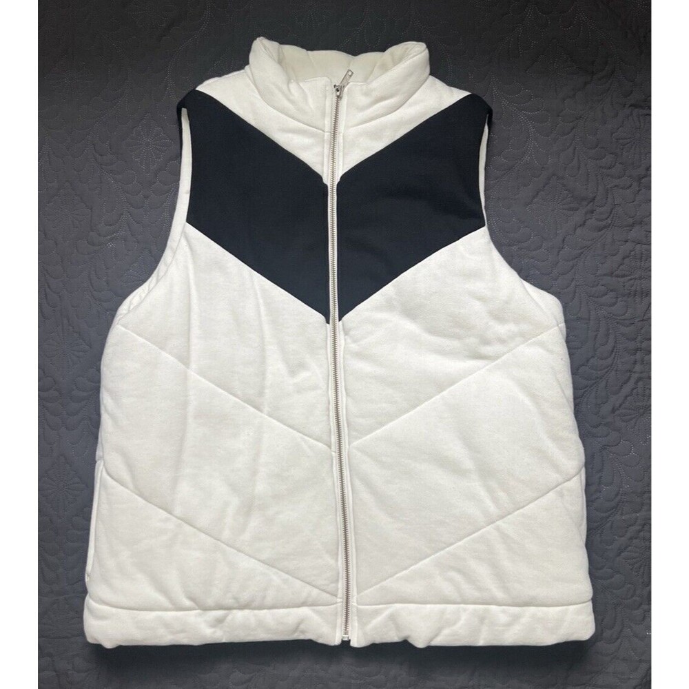 Charter Club Puffer Jacket Vest SZXL Black White Full Zip Up Stretch NWT Winter